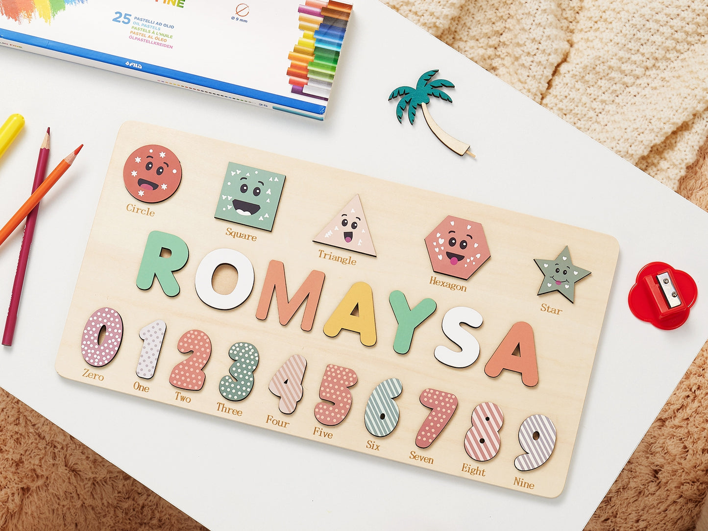 Personalized Educational Wooden Name Puzzle-Number Learning 1