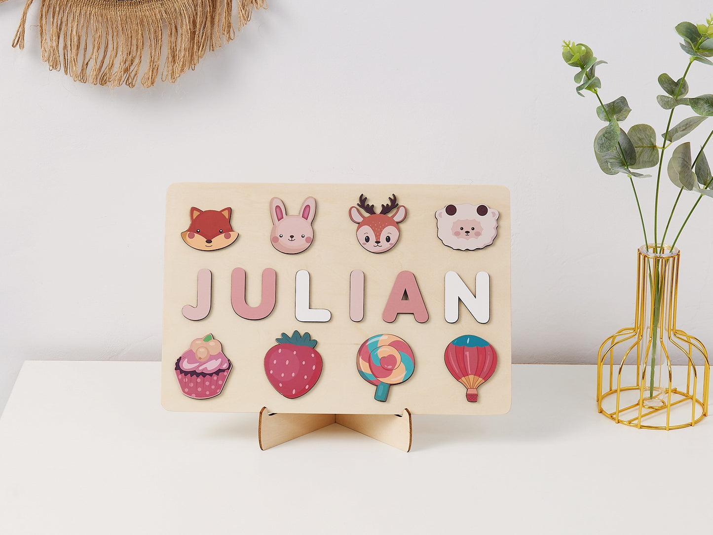 Personalized Wooden Baby Name Puzzle-Custom educational toy-Strawberry Series