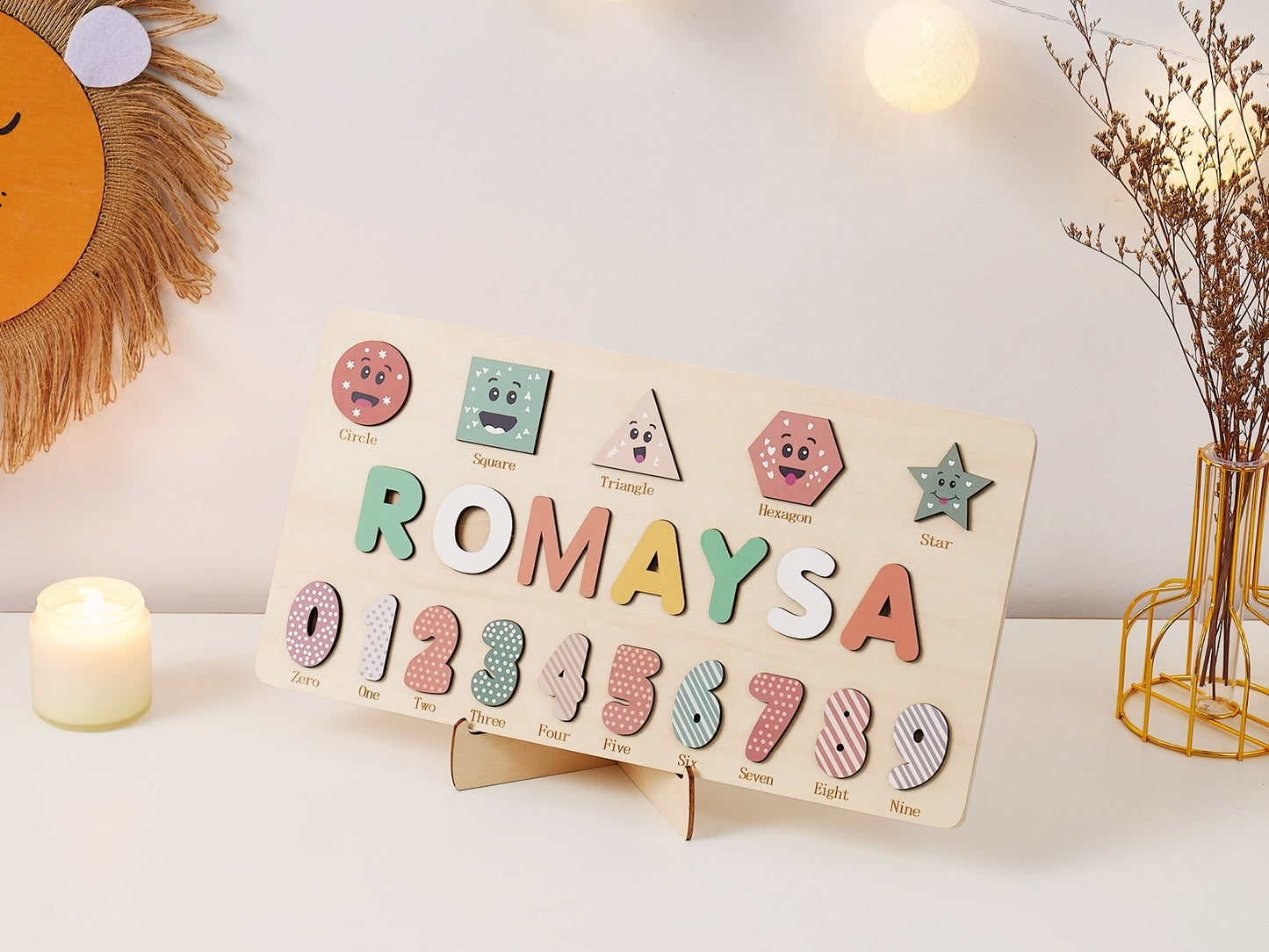 Personalized Educational Wooden Name Puzzle-Number Learning 1