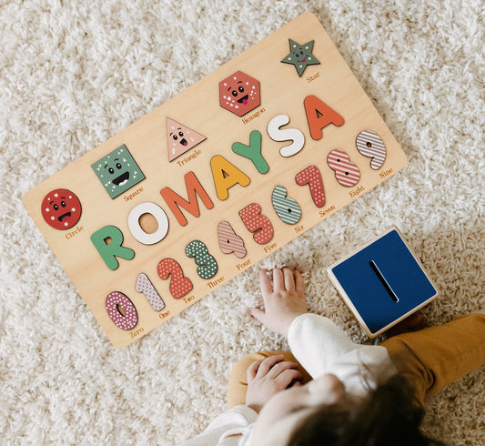 Personalized Educational Wooden Name Puzzle-Number Learning 1