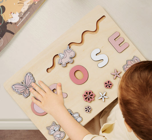 Personalized Wooden Baby Name Puzzle-Kids wooden puzzle-Unicorn