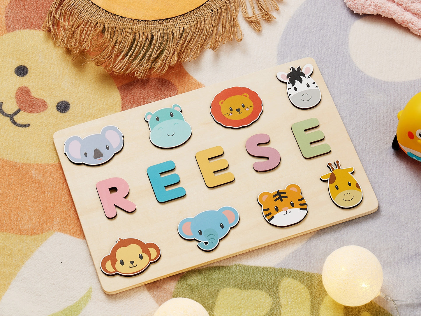 Wooden Name Puzzle for Children | Custom Name Puzzle Toy | Unique Educational Gift-Animal Series 2