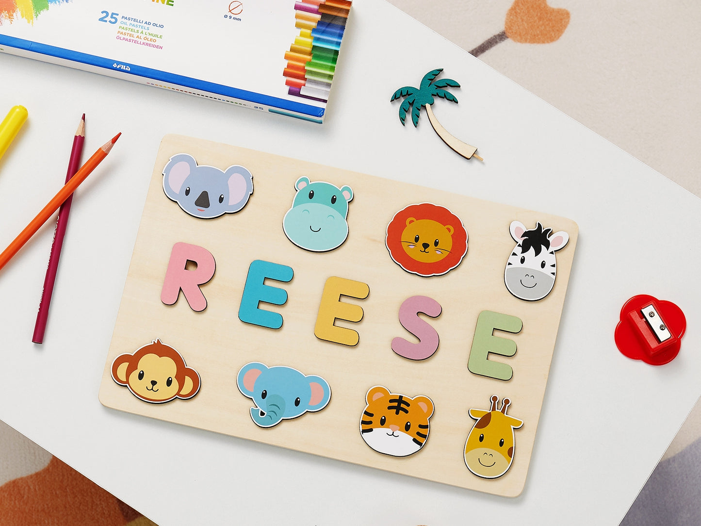 Wooden Name Puzzle for Children | Custom Name Puzzle Toy | Unique Educational Gift-Animal Series 2