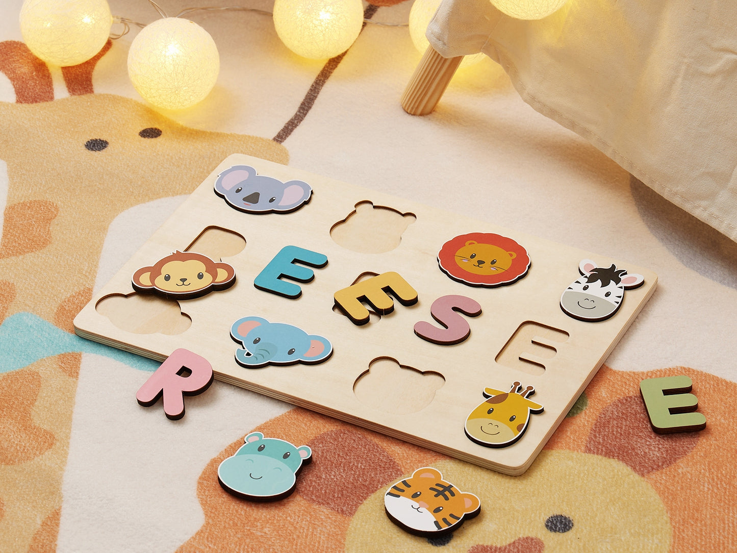 Wooden Name Puzzle for Children | Custom Name Puzzle Toy | Unique Educational Gift-Animal Series 2