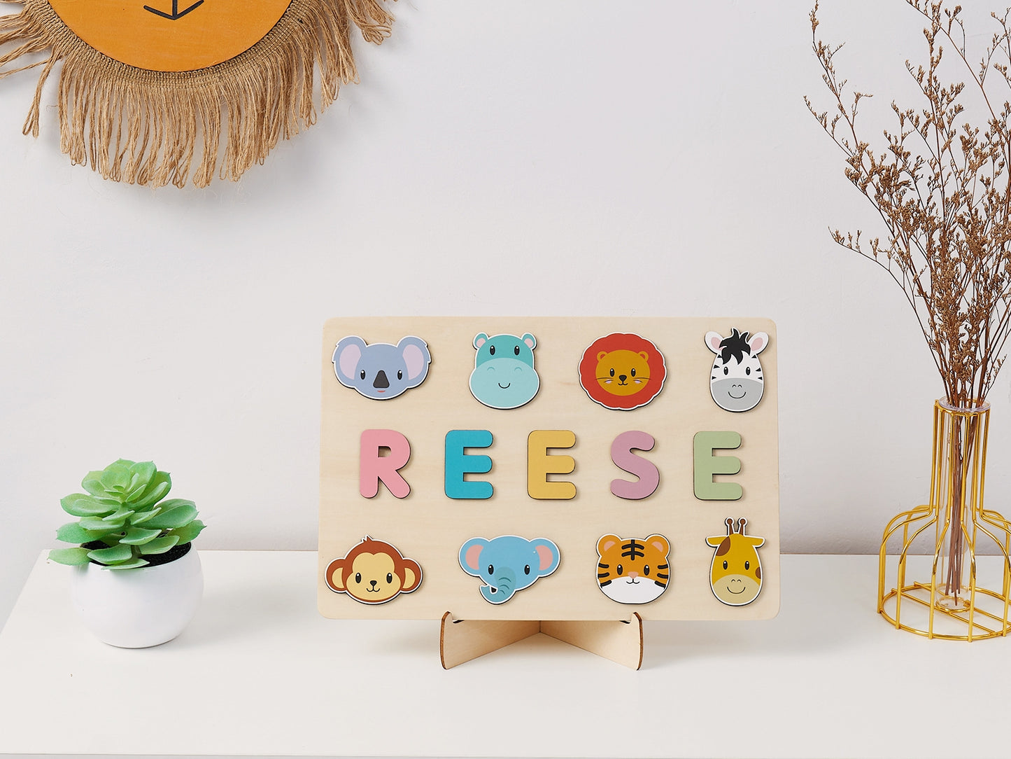 Wooden Name Puzzle for Children | Custom Name Puzzle Toy | Unique Educational Gift-Animal Series 2