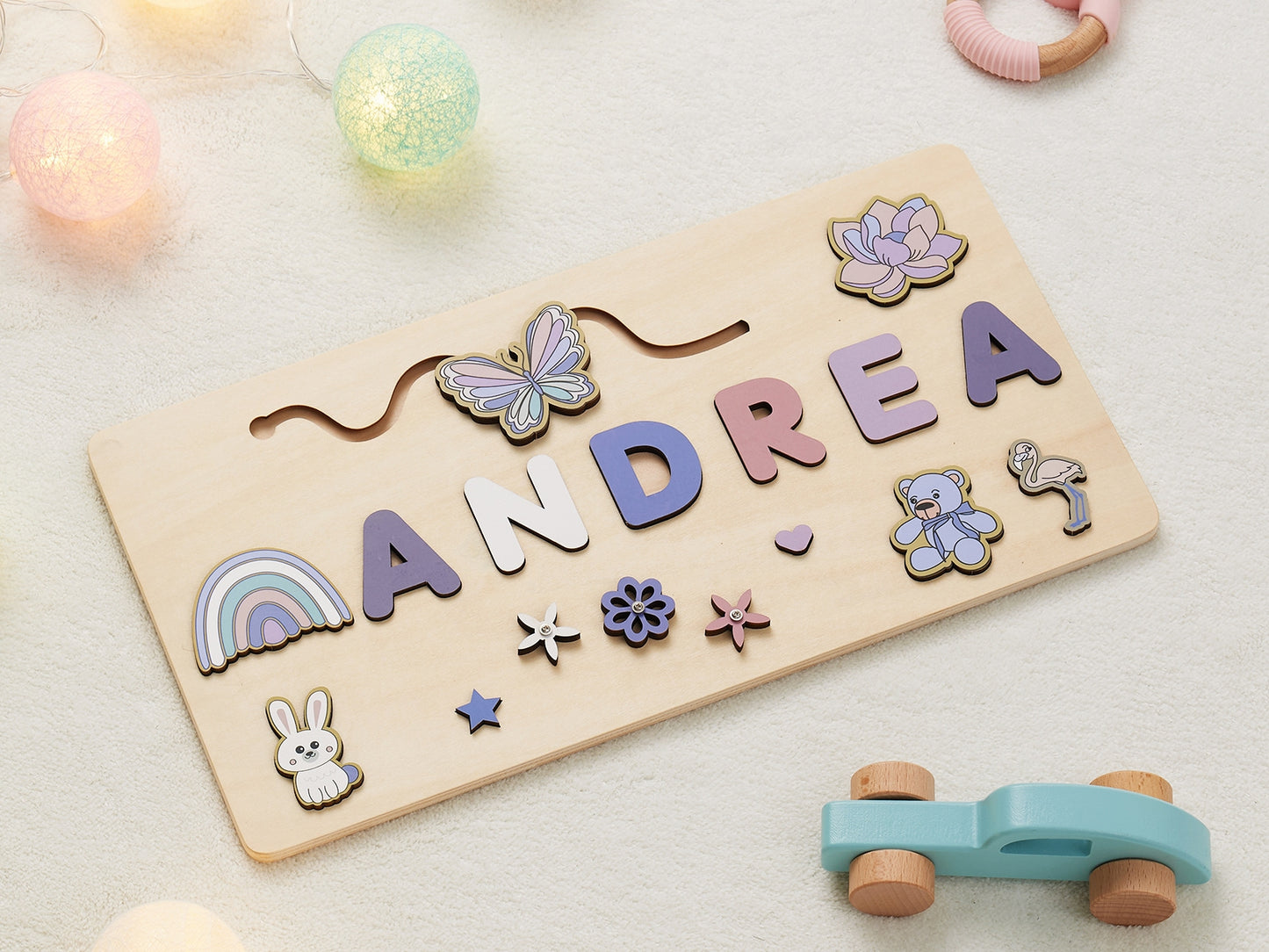 Custom Name Puzzle for Toddlers | Personalized Wooden Puzzle | Perfect Gift for Kids-Purple Butterfly