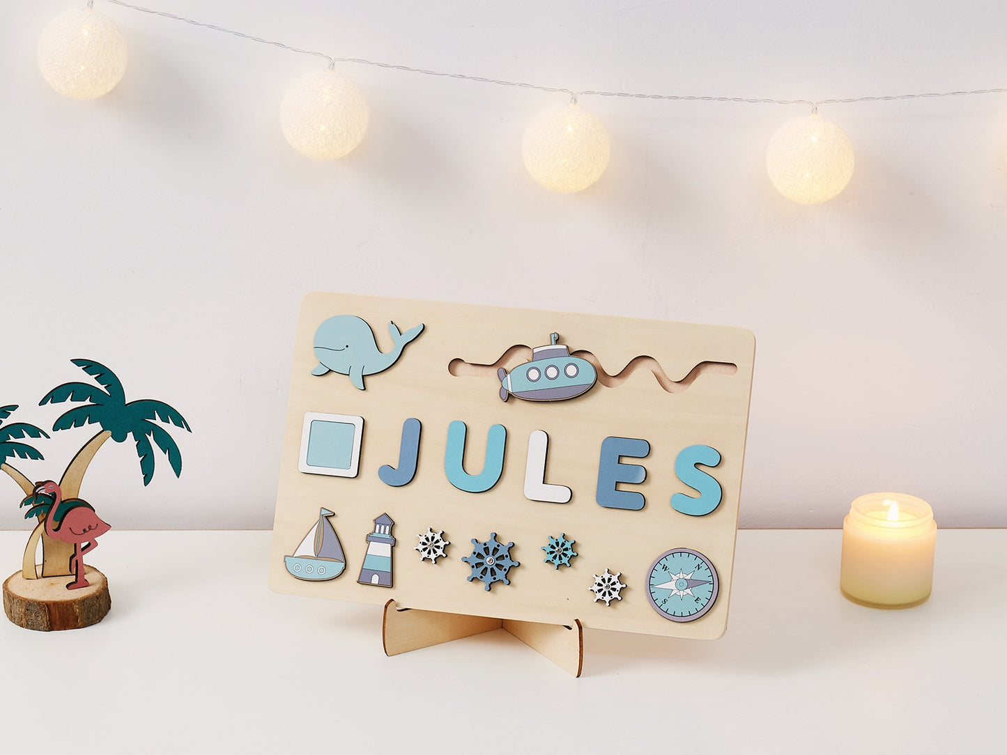 Personalized Wooden Baby Name Puzzle-Name puzzles for children-Submarine