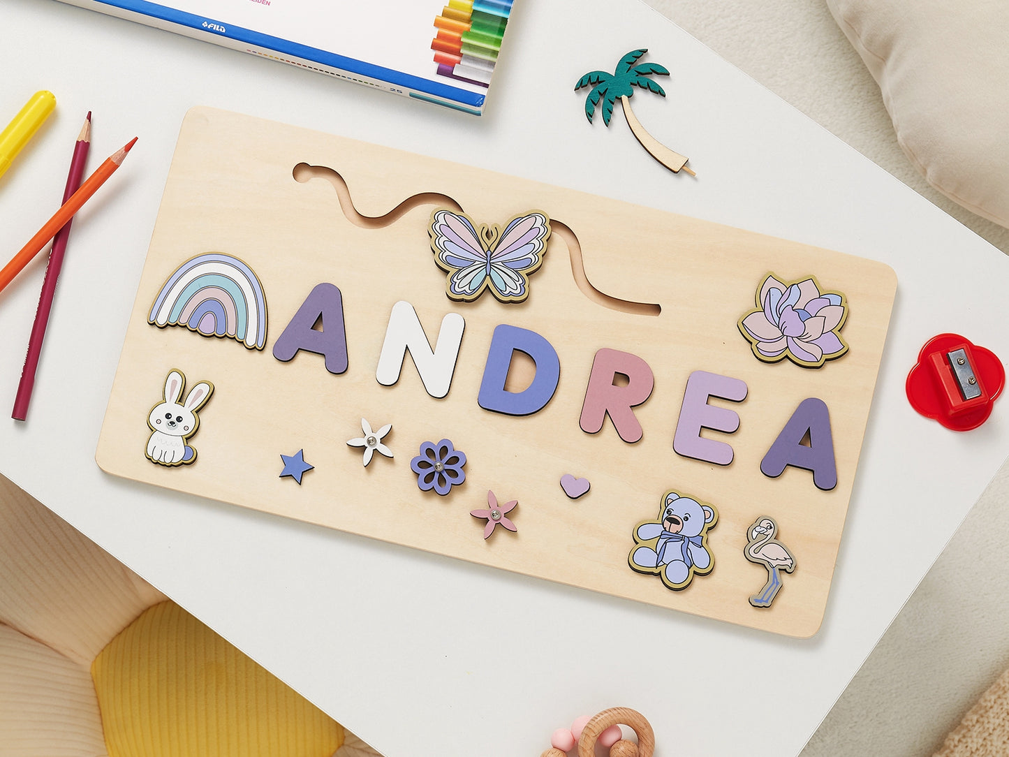 Custom Name Puzzle for Toddlers | Personalized Wooden Puzzle | Perfect Gift for Kids-Purple Butterfly