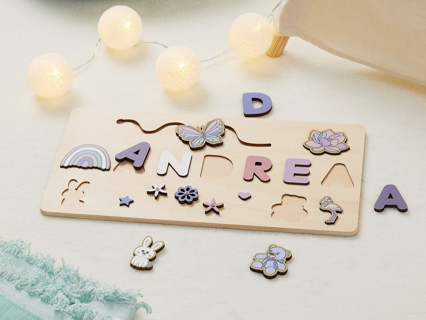 Custom Name Puzzle for Toddlers | Personalized Wooden Puzzle | Perfect Gift for Kids-Purple Butterfly