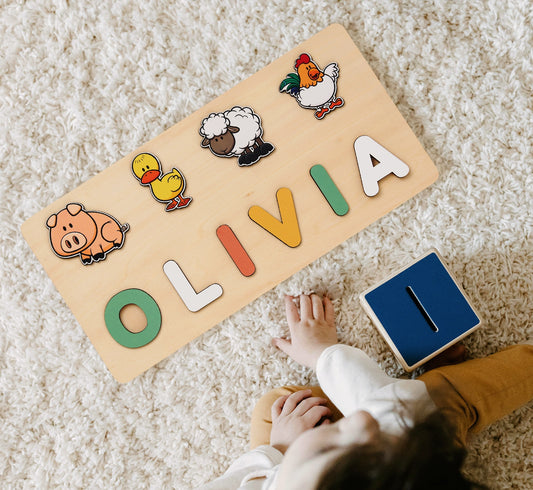 Customizable Name Puzzle for Toddlers | Name Puzzle for Kids | Educational Wooden Puzzle-Animal Series 5