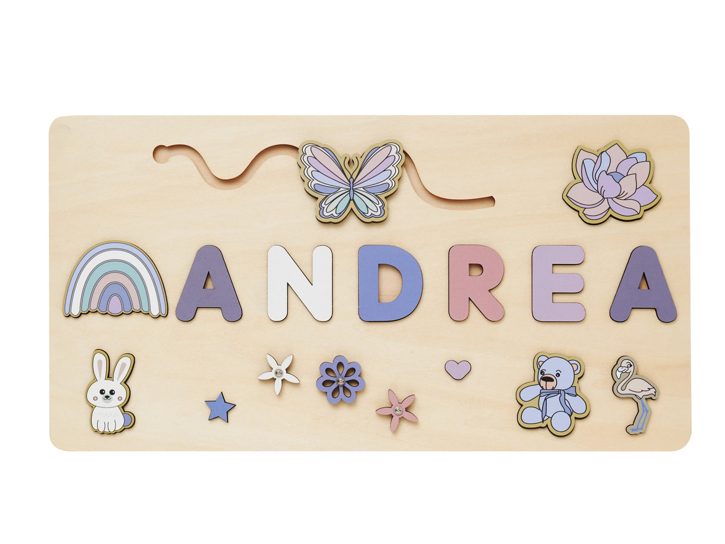 Custom Name Puzzle for Toddlers | Personalized Wooden Puzzle | Perfect Gift for Kids-Purple Butterfly